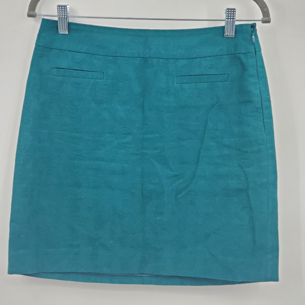 ♧♧ Loft Green Satin Jacquard A-line Mini Skirt Size 2